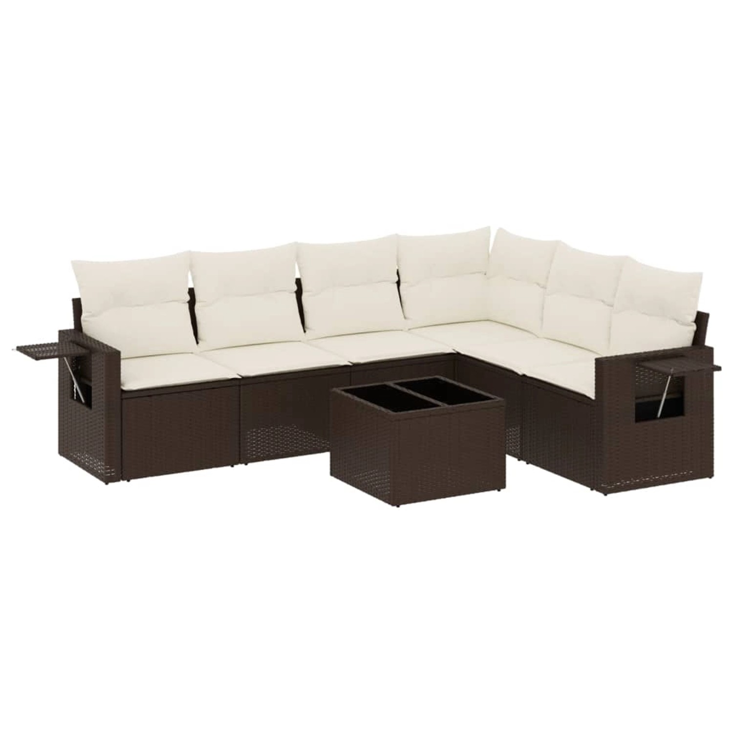 vidaXL 7-Tlg Garten-Sofagarnitur mit Kissen Braun Poly Rattan 3220222 günstig online kaufen