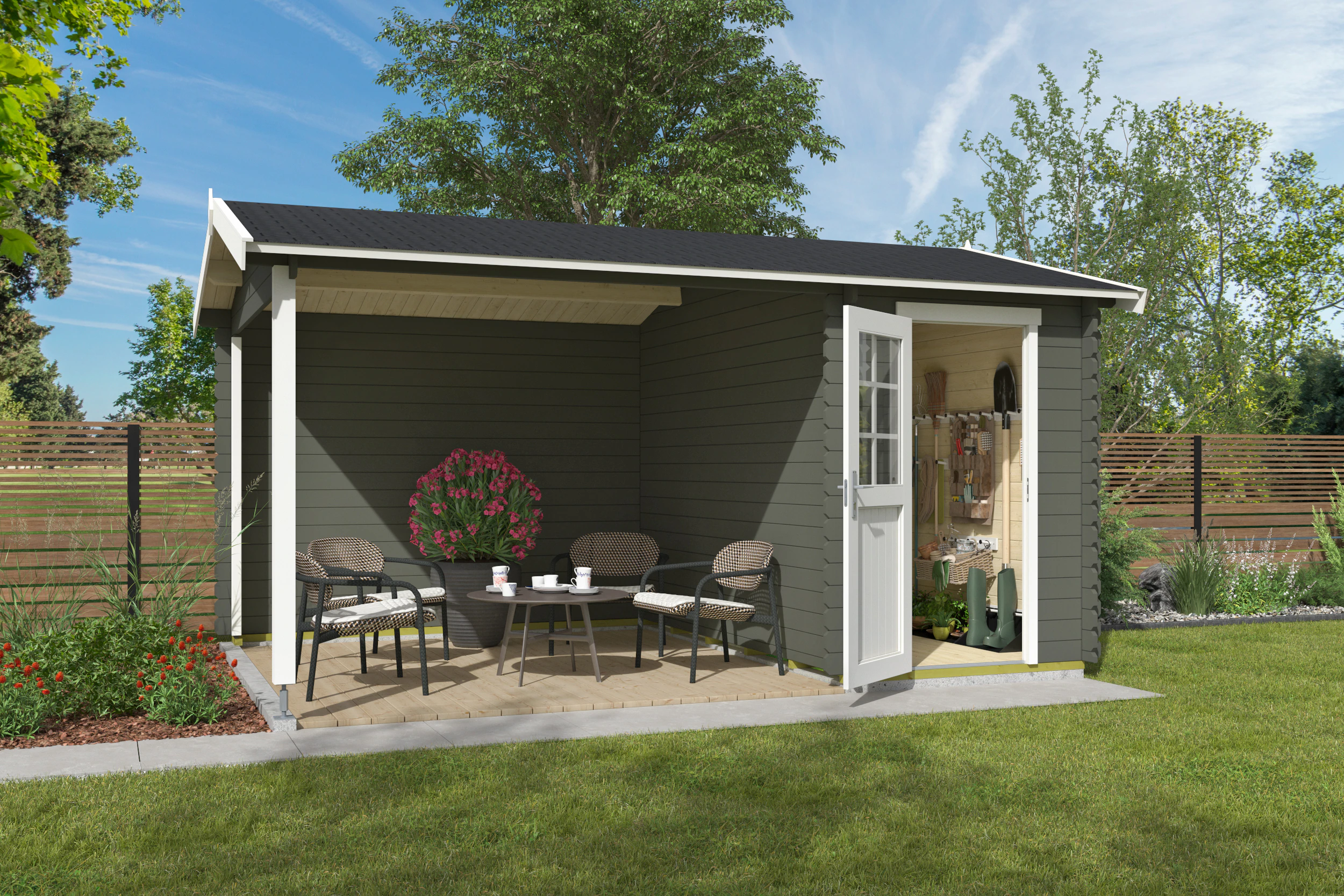 Nordic Holz Gartenhaus "Wibo", (Unterstand inkl. Rückwand) günstig online kaufen