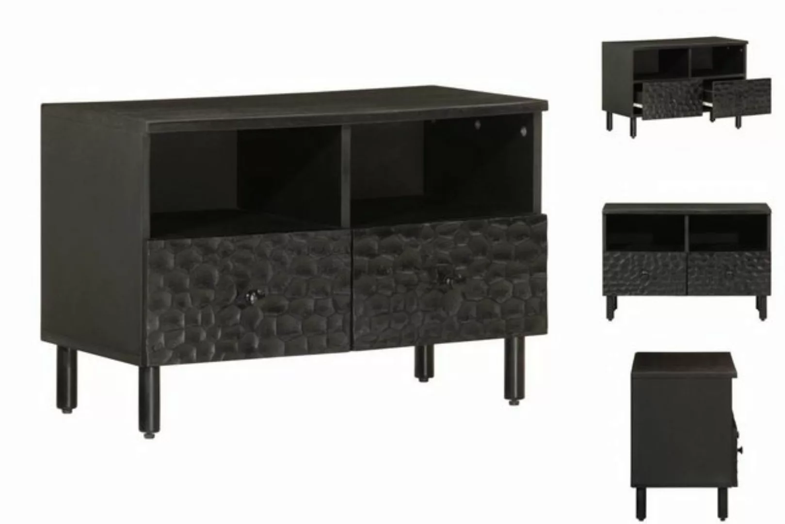 vidaXL TV-Schrank TV-Schrank Schwarz 70x33x46 cm Massivholz Mango günstig online kaufen