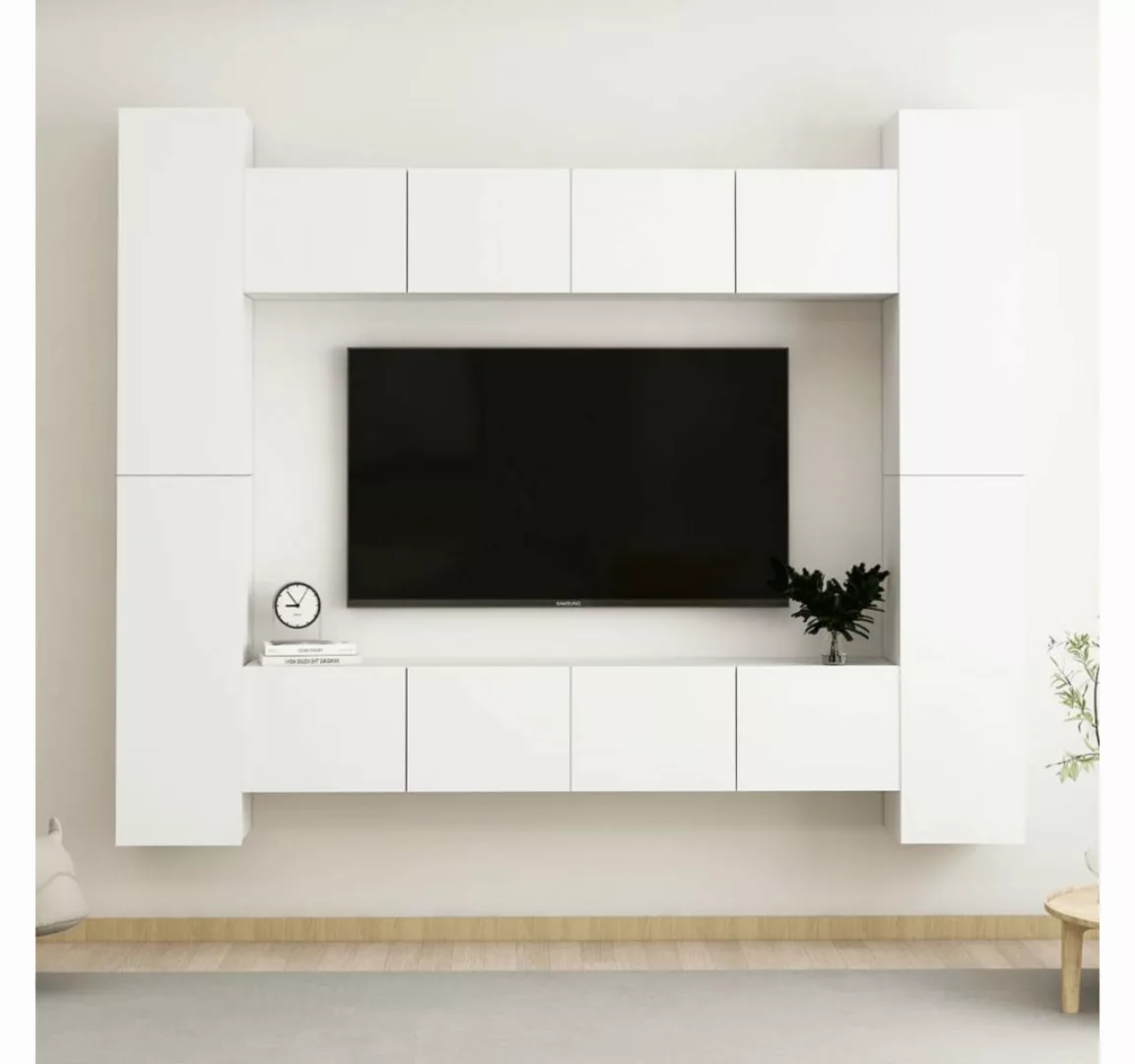 vidaXL TV-Schrank 8-tlg TV-Schrank-Set Weiß Spanplatte günstig online kaufen