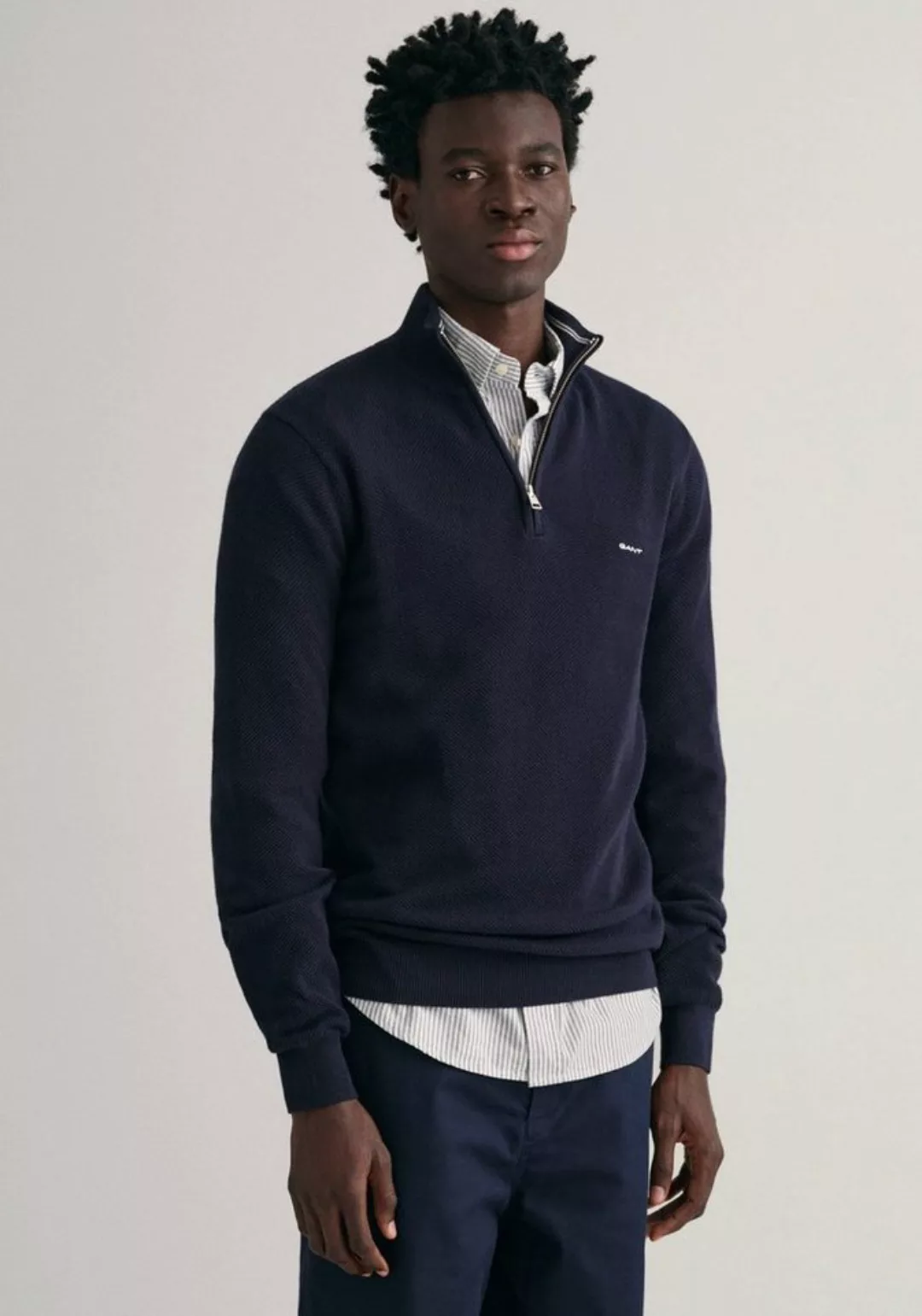 Gant Troyer COTTON PIQUE HALF ZIP mit Piqué-Struktur günstig online kaufen