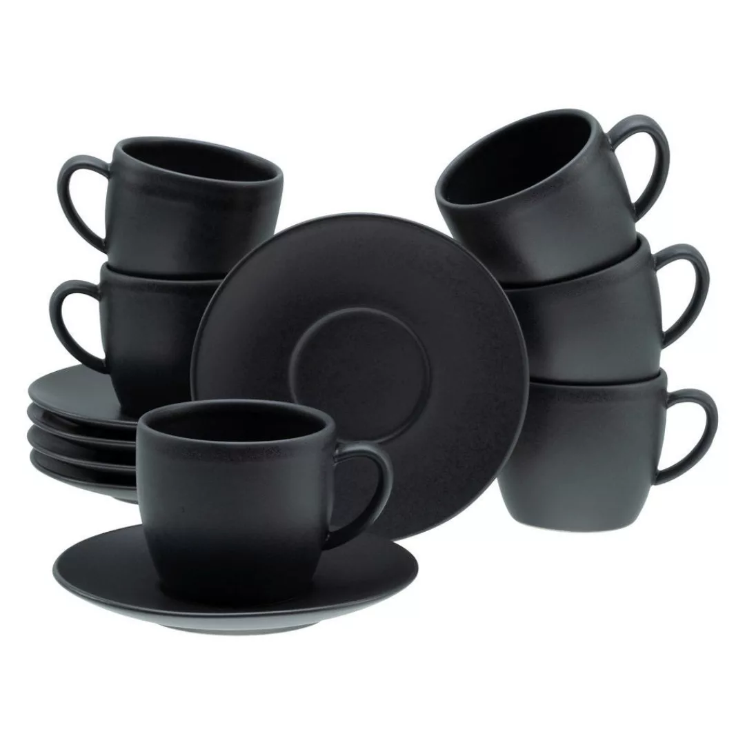 CreaTable Cappuccinotassen-Set Soft Touch schwarz Steinzeug 12 tlg. günstig online kaufen