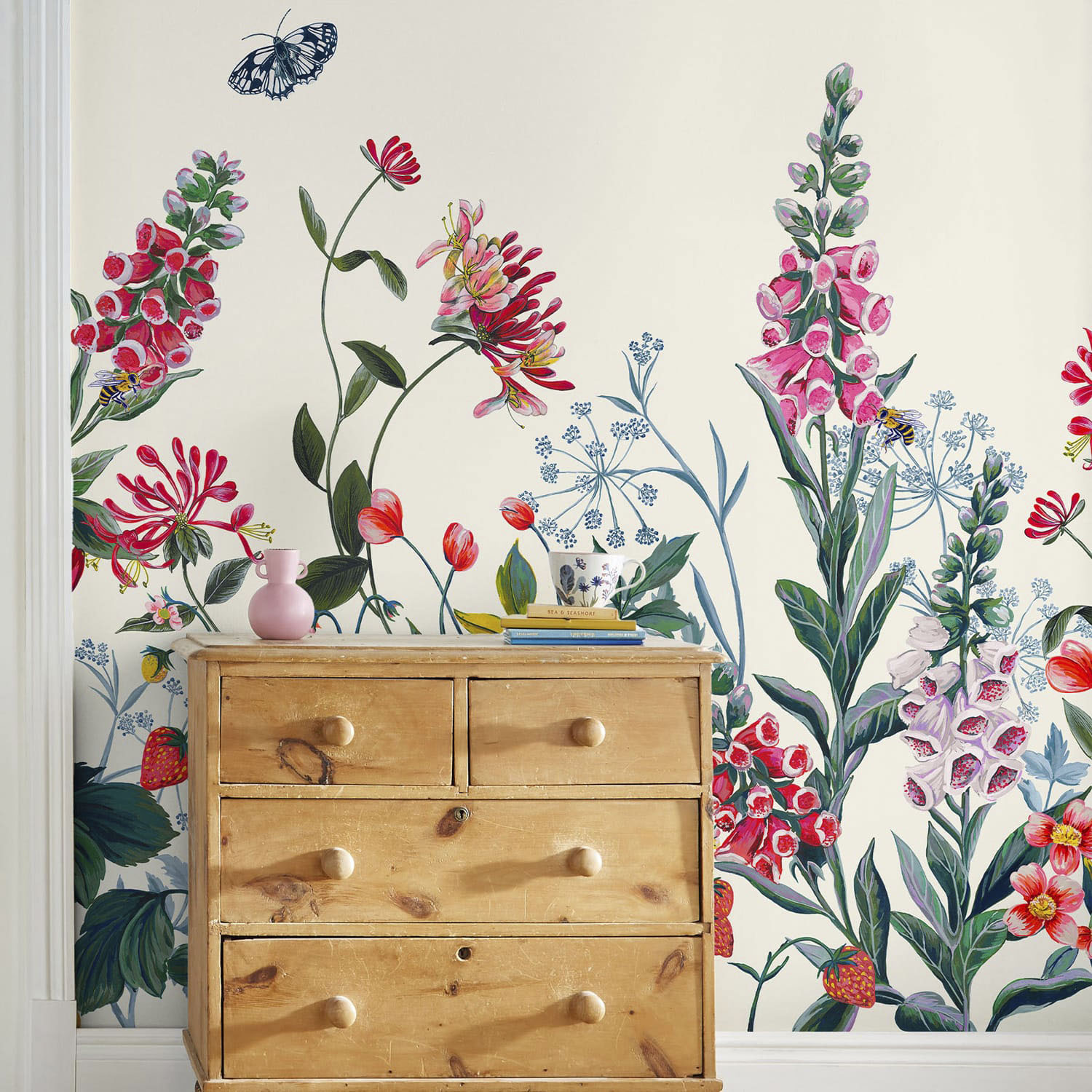 Joules Fototapete »Permaculture Garden Crème Mural 300x280cm«, floral, flor günstig online kaufen