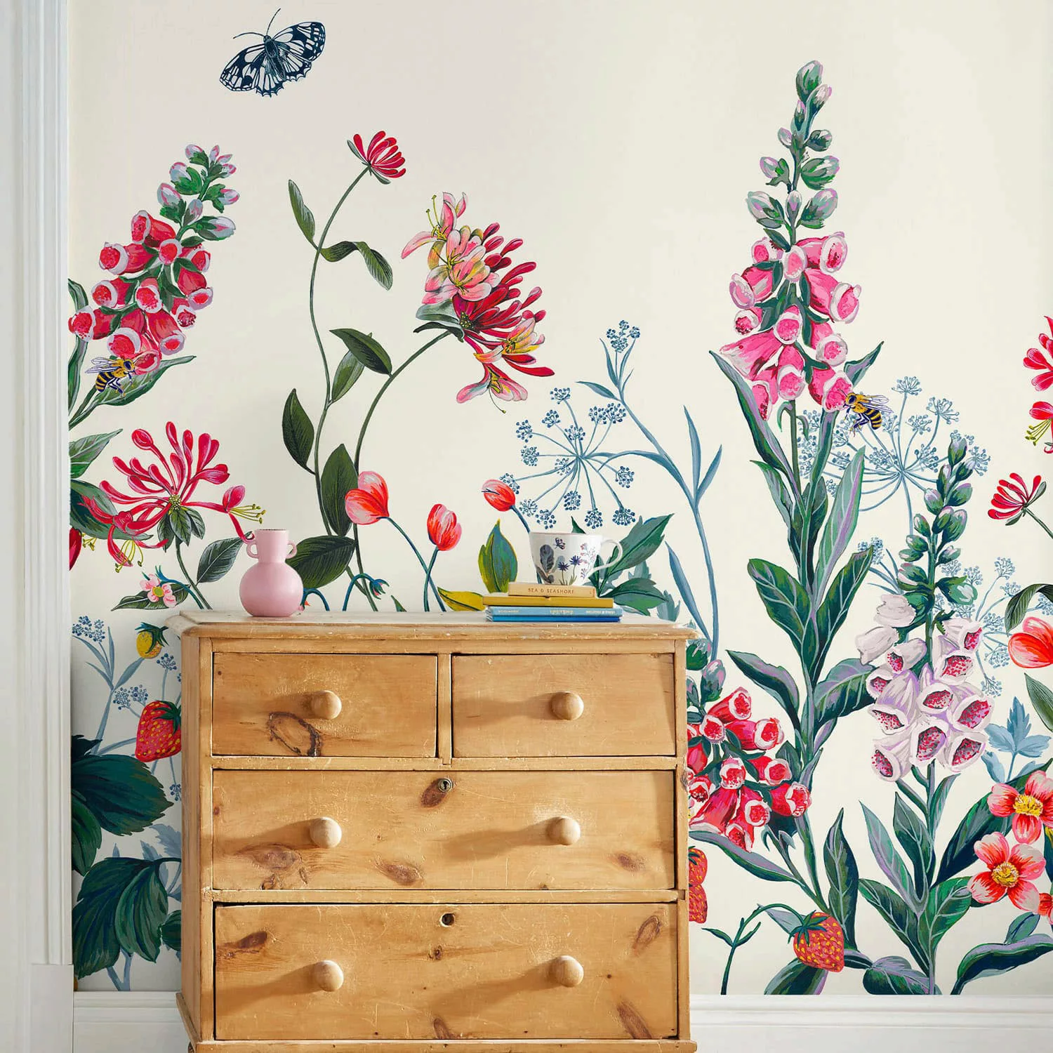 Joules Fototapete »Permaculture Garden Crème Mural 300x280cm«, floral, flor günstig online kaufen