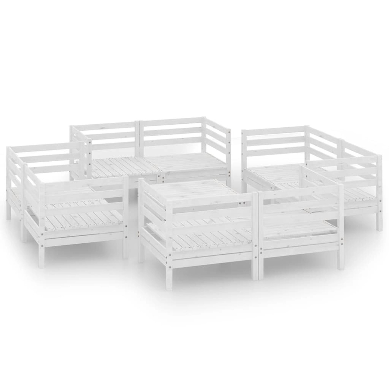 vidaXL 9-Tlg Garten-Lounge-Set Weiß Kiefer Massivholz 3082433 günstig online kaufen