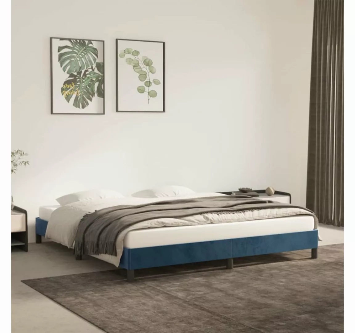 furnicato Bett Bettgestell Dunkelblau 160x200 cm Samt günstig online kaufen