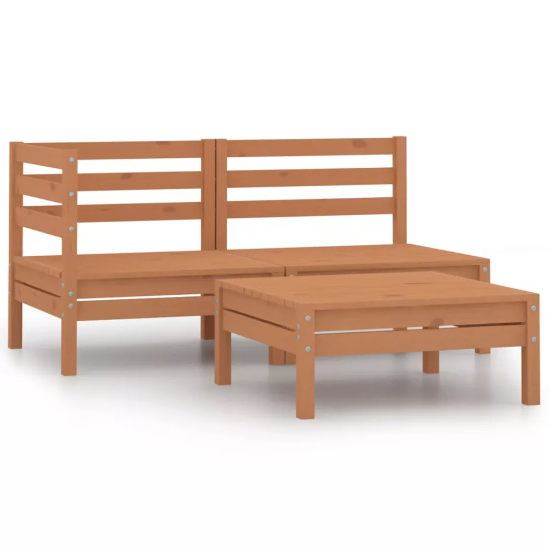 3-tlg. Garten-lounge-set Massivholz Kiefer Honigbraun günstig online kaufen