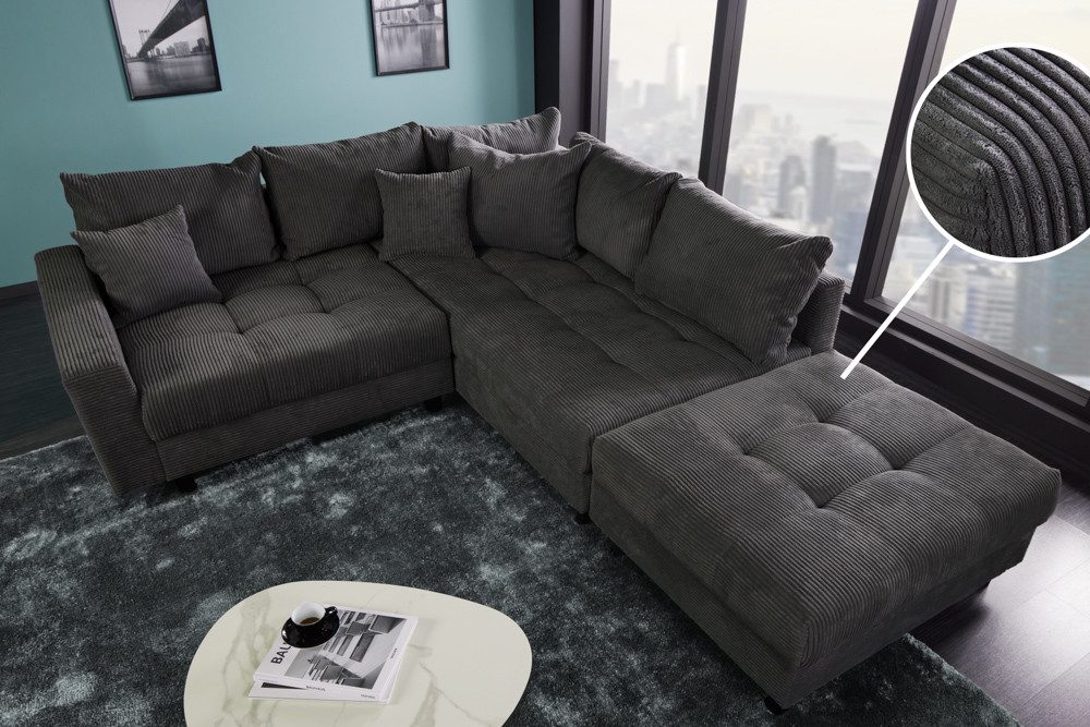 riess-ambiente Ecksofa KENT 220cm dunkelgrau, Set günstig online kaufen