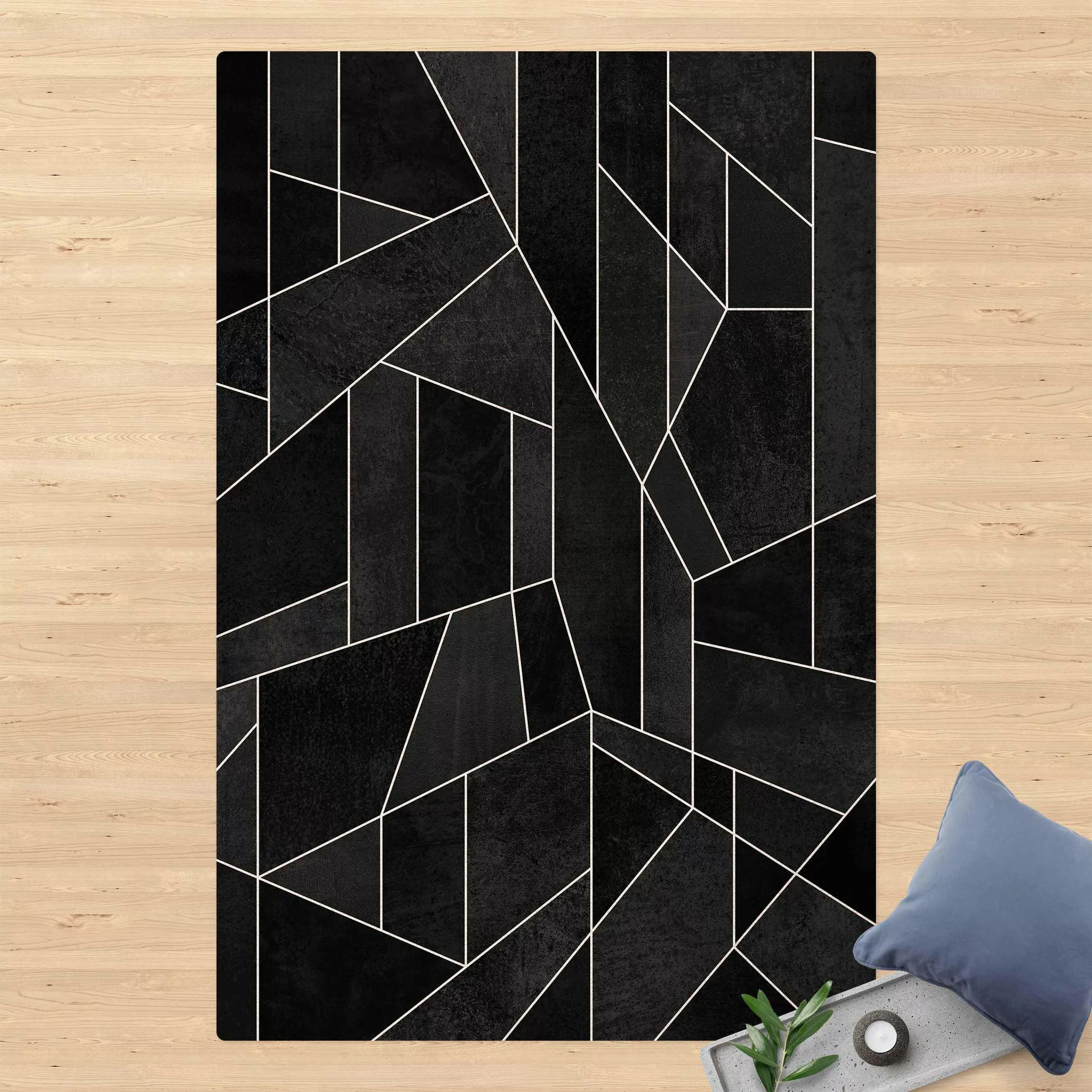 Kork-Teppich Schwarz Weiß Geometrie Aquarell günstig online kaufen