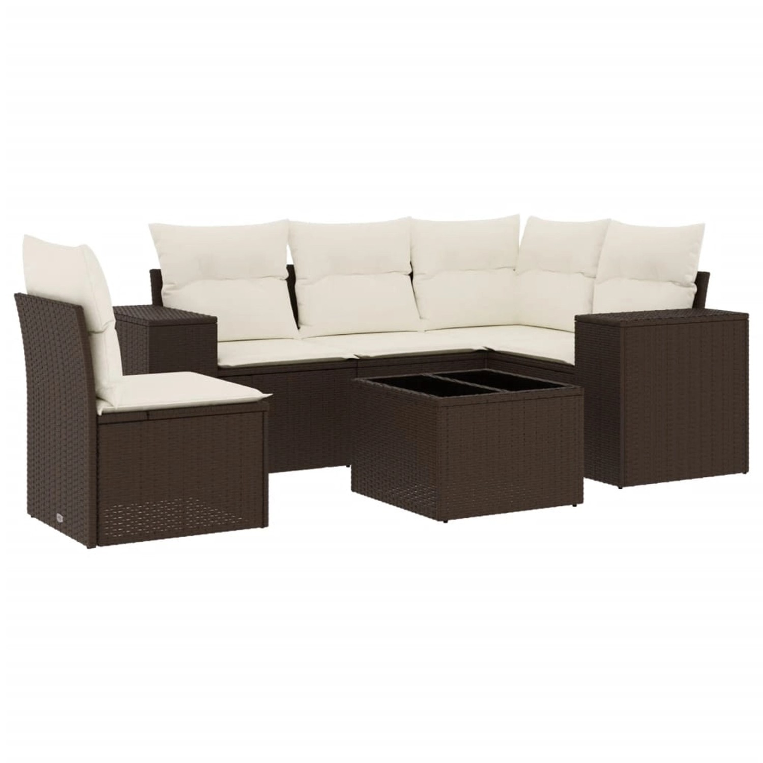 vidaXL 6-Tlg Garten-Sofagarnitur mit Kissen Braun Poly Rattan 3222582 günstig online kaufen