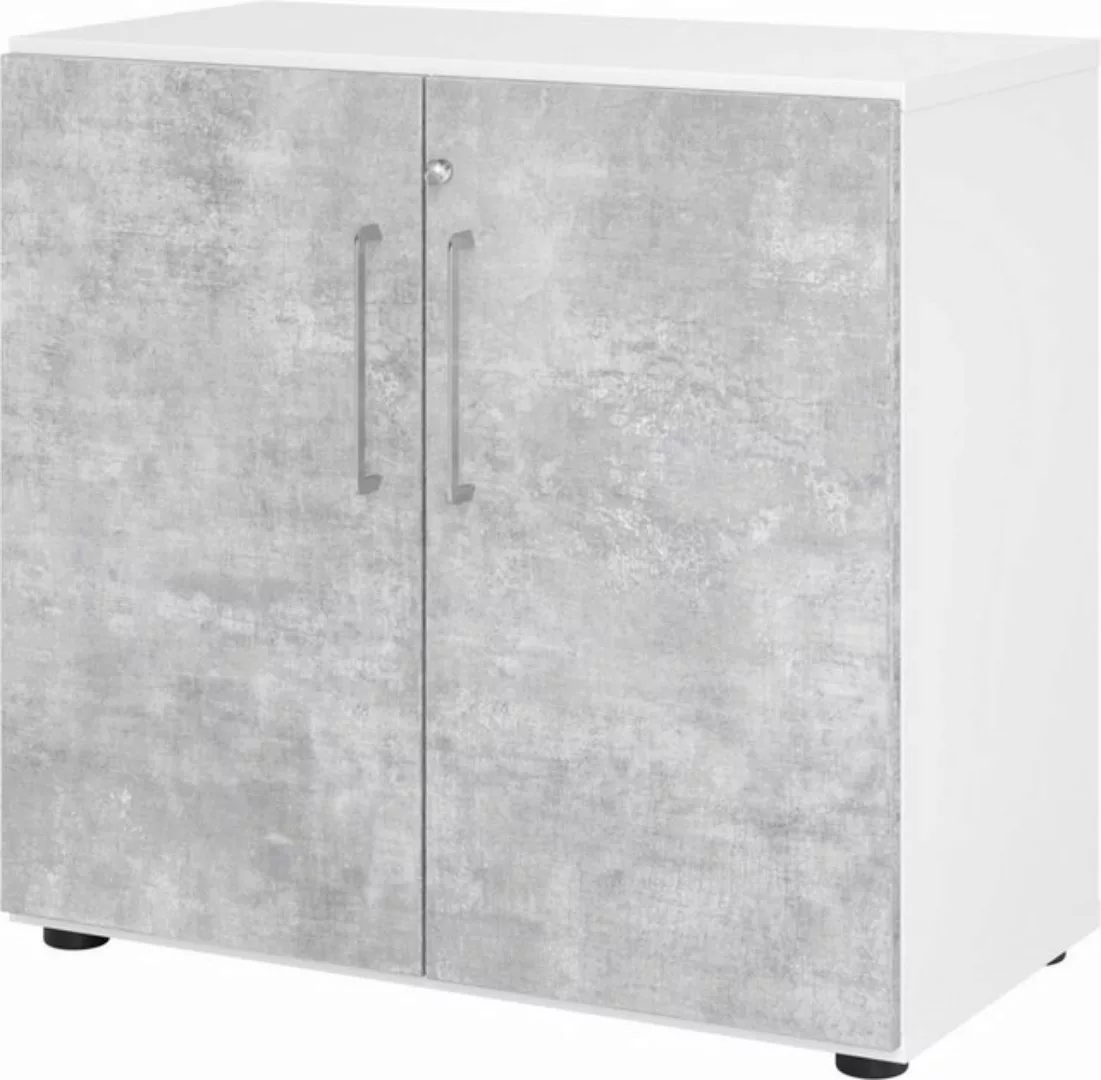 Aktenschrank Schrank Serie 9 2OH BxTxH 80x42x74,8cm Griff BS Weiß/Beton günstig online kaufen