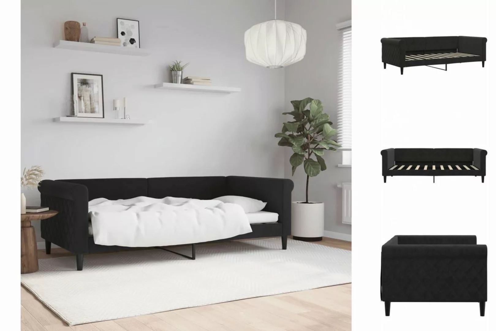 vidaXL Gästebett Tagesbett Schwarz 90x190 cm Samt Gästebett Gästecouch Gäst günstig online kaufen