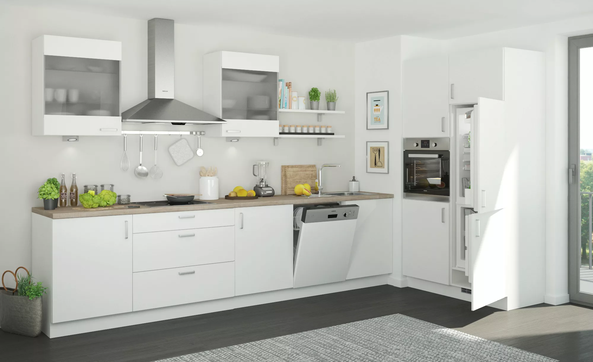 Küchenzeile ohne Elektrogeräte  Frankfurt ¦ weiß Küchen-online > Küchenblöc günstig online kaufen