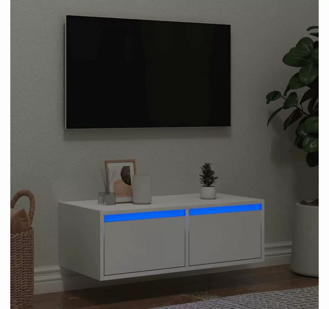 vidaXL Schrankmodule TV-Schrank mit LED-Leuchten Weiß 75x35,5x25 cm günstig online kaufen