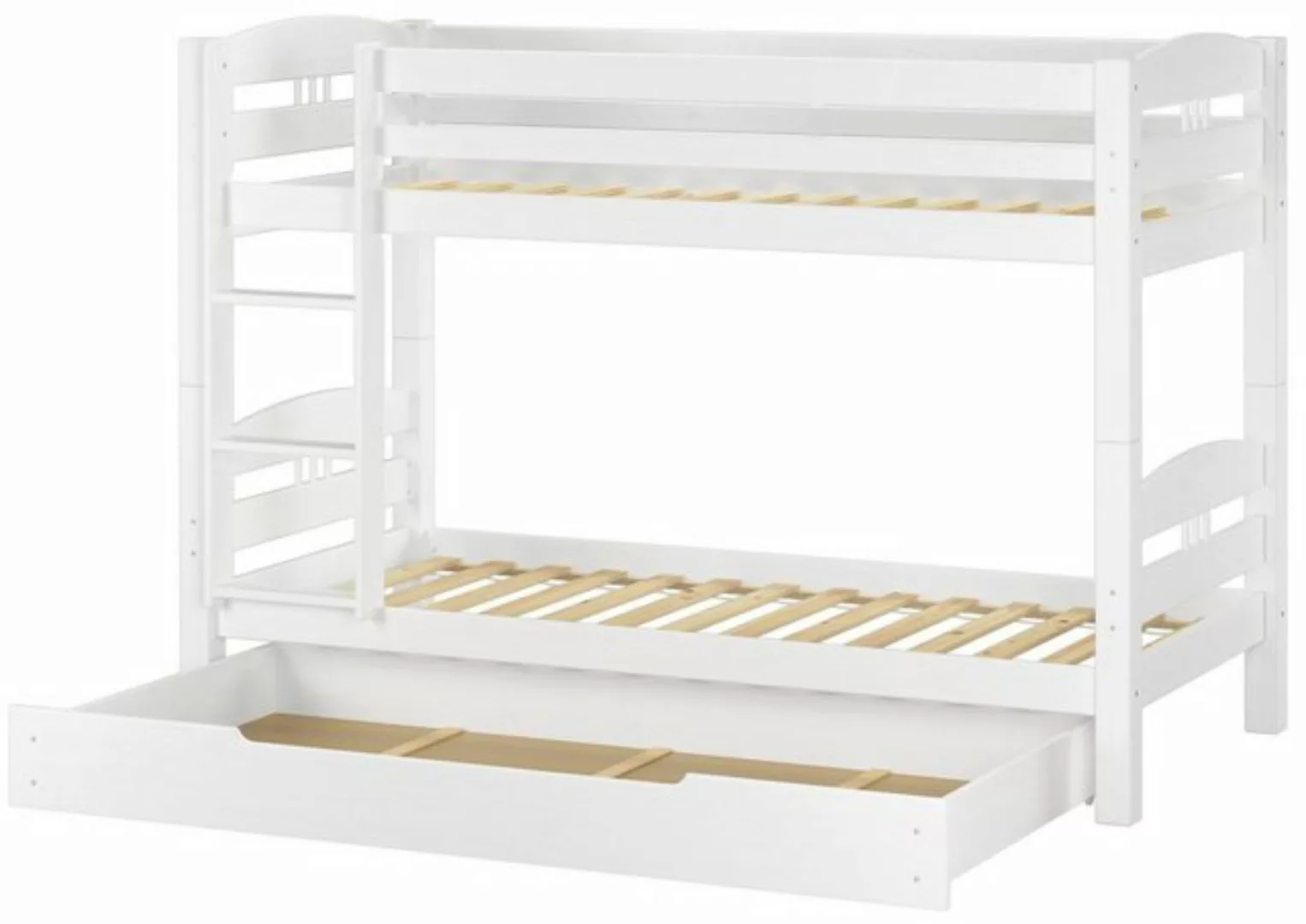 Erst-Holz® Stockbett 90x200 Kiefer weiß mit Rollrost und Bettkasten Gr. 90 günstig online kaufen