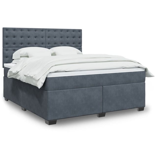 vidaXL Boxspringbett, Boxspringbett mit Matratze Dunkelgrau 180x200 cm Samt günstig online kaufen