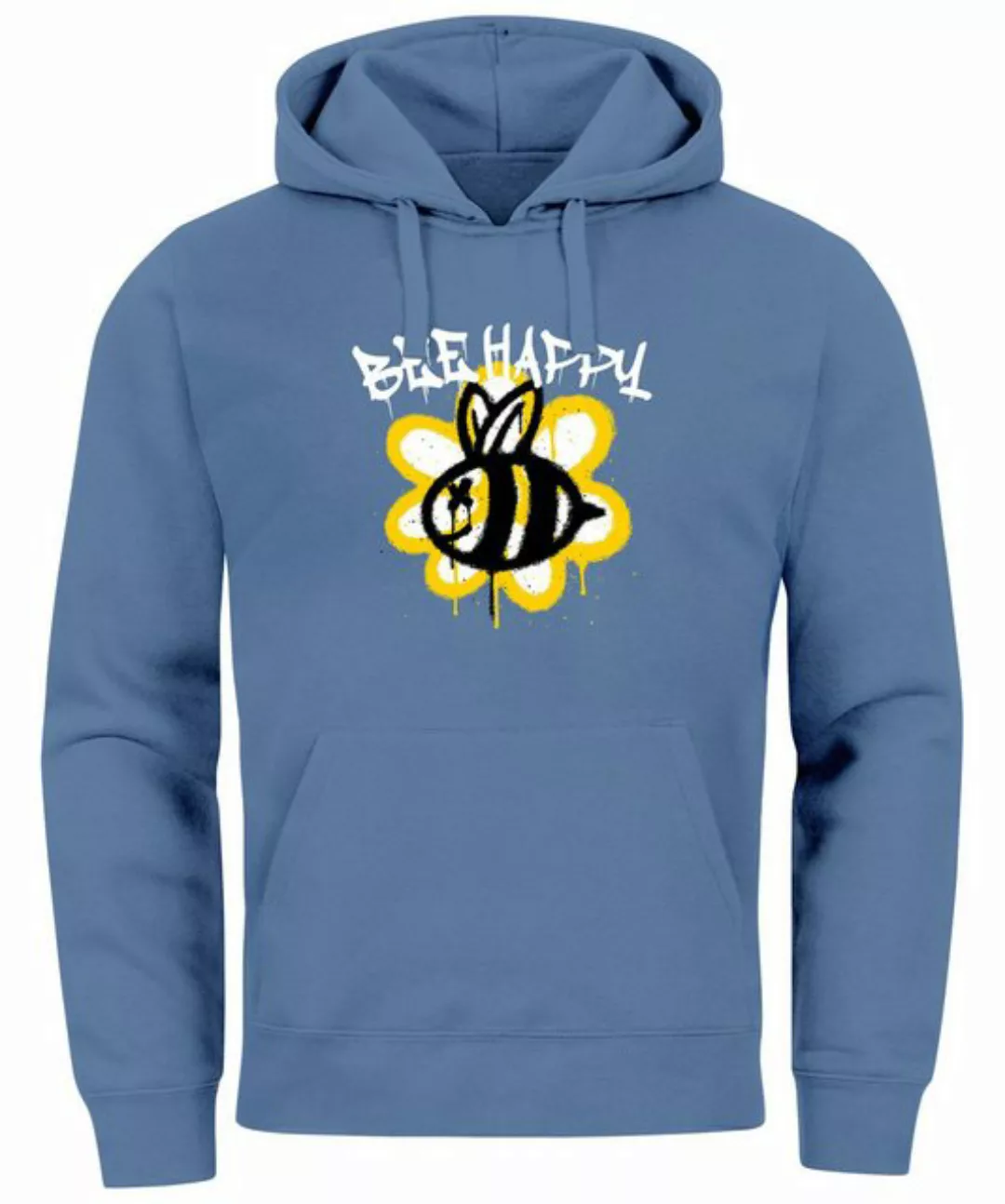 Neverless Hoodie Hoodie Herren Aufdruck Bee Happy Biene Blume Graffiti Schr günstig online kaufen