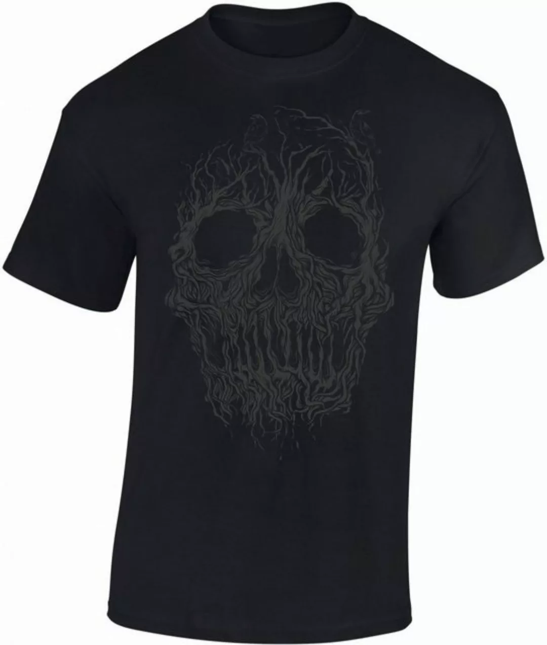 Baddery Print-Shirt Totenkopf Shirt: "Tree Skull" - Horror Skull Halloween günstig online kaufen