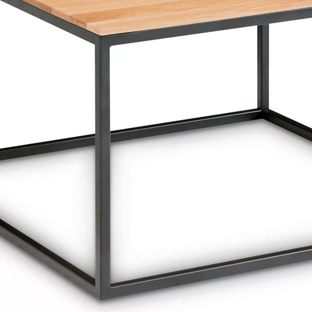 Echtholztisch aus Asteiche Massivholz und Metall 70 cm breit günstig online kaufen
