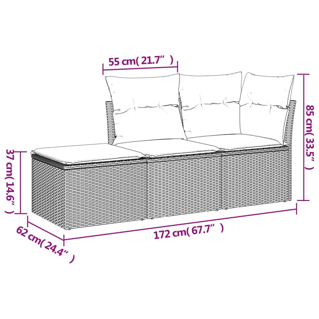 vidaXL Gartenlounge-Set 3-tlg. Garten-Sofagarnitur mit Kissen günstig online kaufen