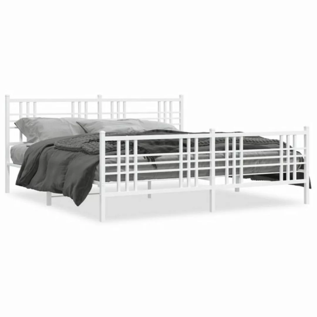 vidaXL Bett Bettgestell mit Kopf- und Fußteil Metall Weiß 200x200 cm günstig online kaufen
