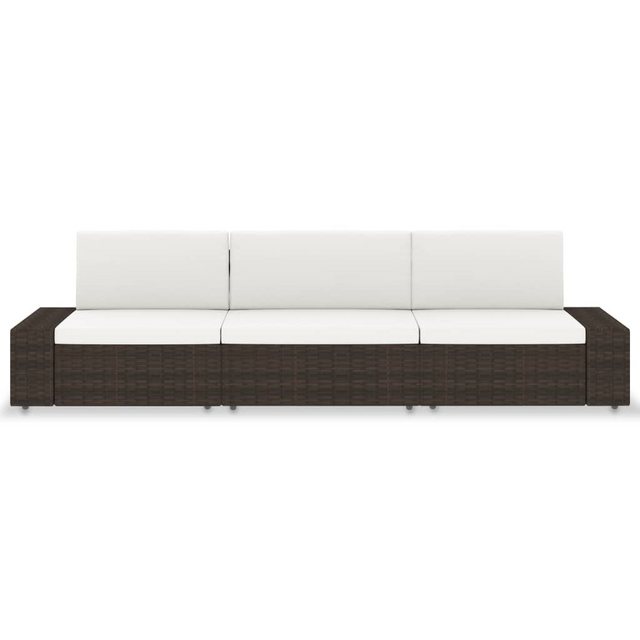 Modulares 3-sitzer-sofa Poly Rattan Braun günstig online kaufen