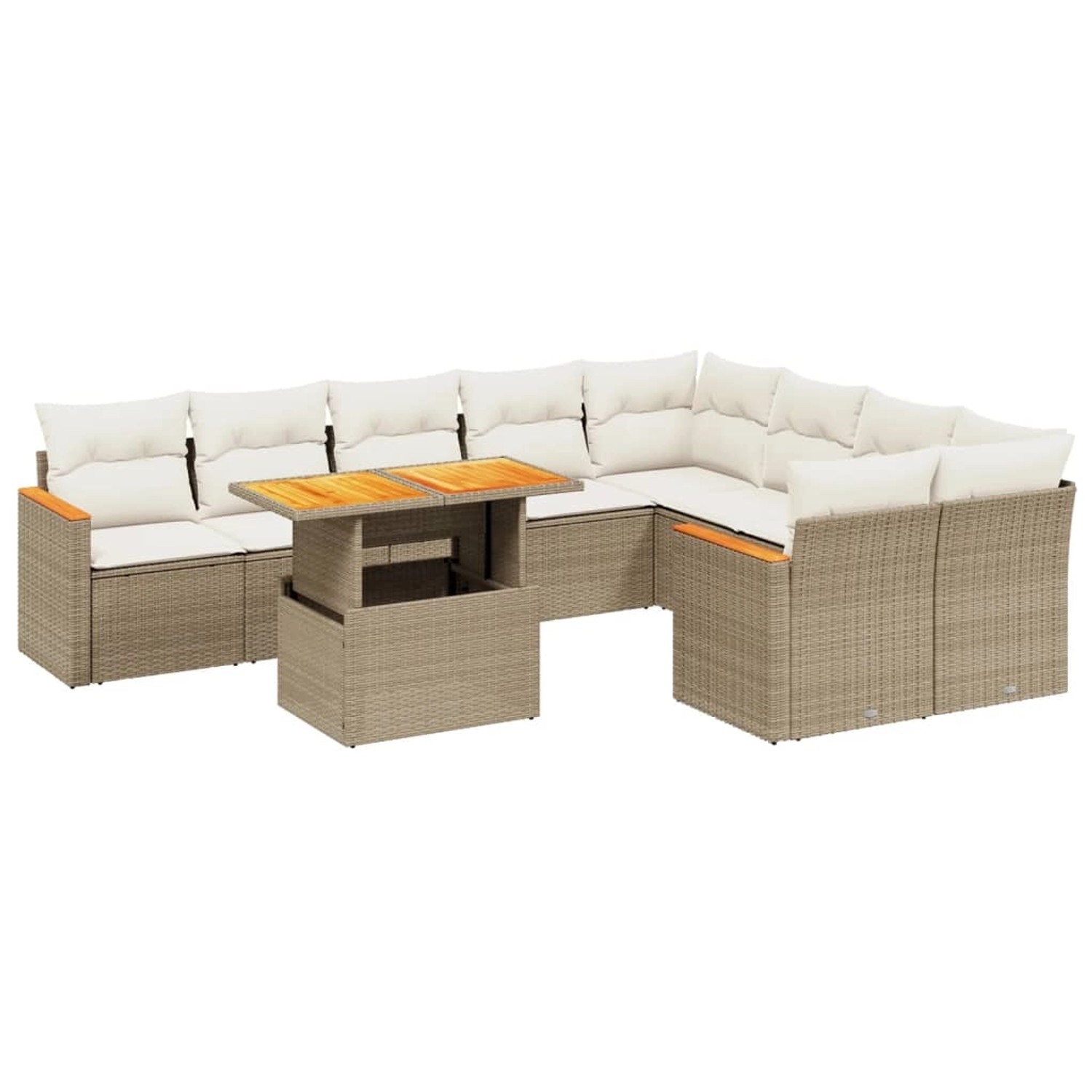 vidaXL 10-tlg Garten-Sofagarnitur mit Kissen Beige Poly Rattan Modell 229 günstig online kaufen