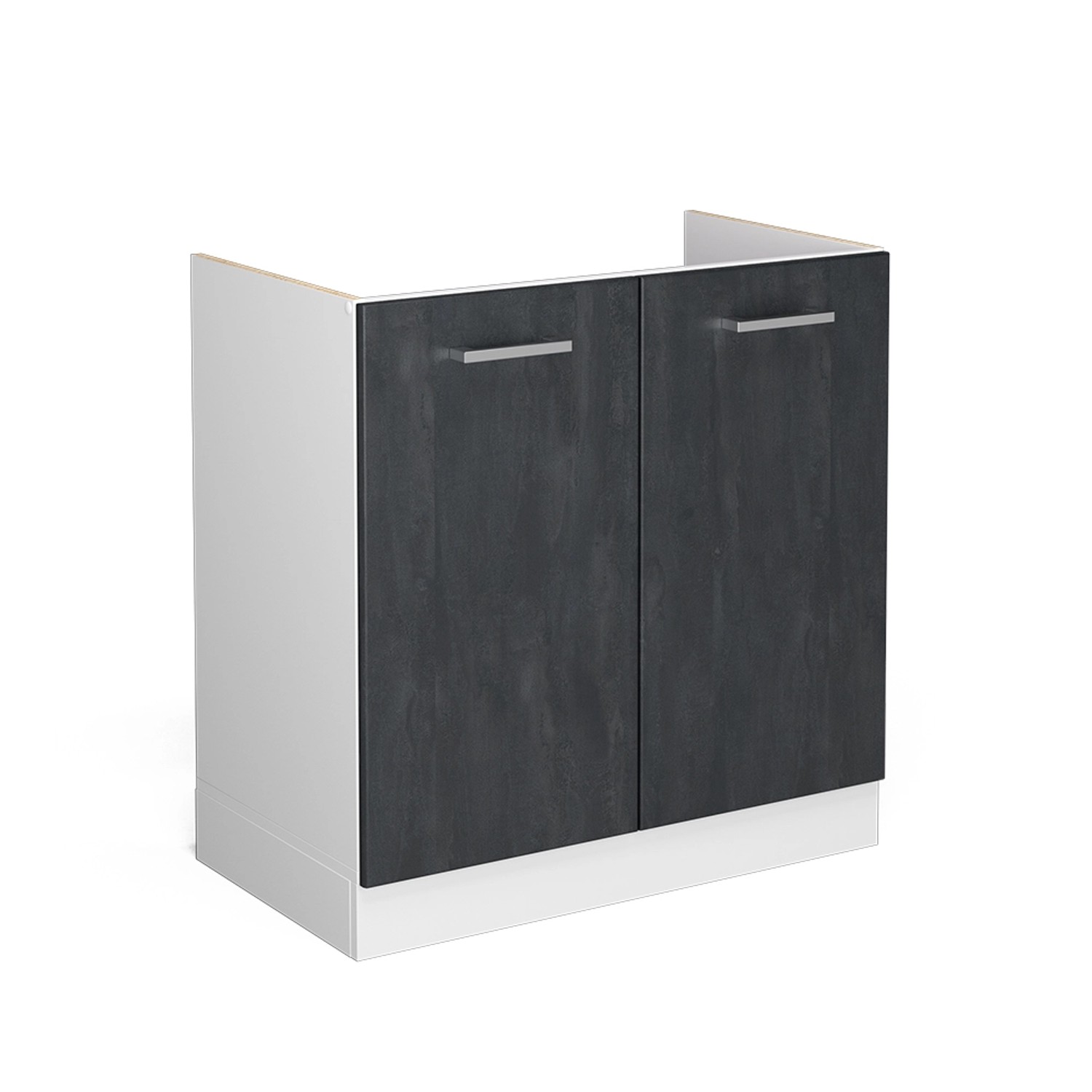 Vicco Spülenunterschrank R-Line, Schwarz Beton/Weiß, 80 günstig online kaufen