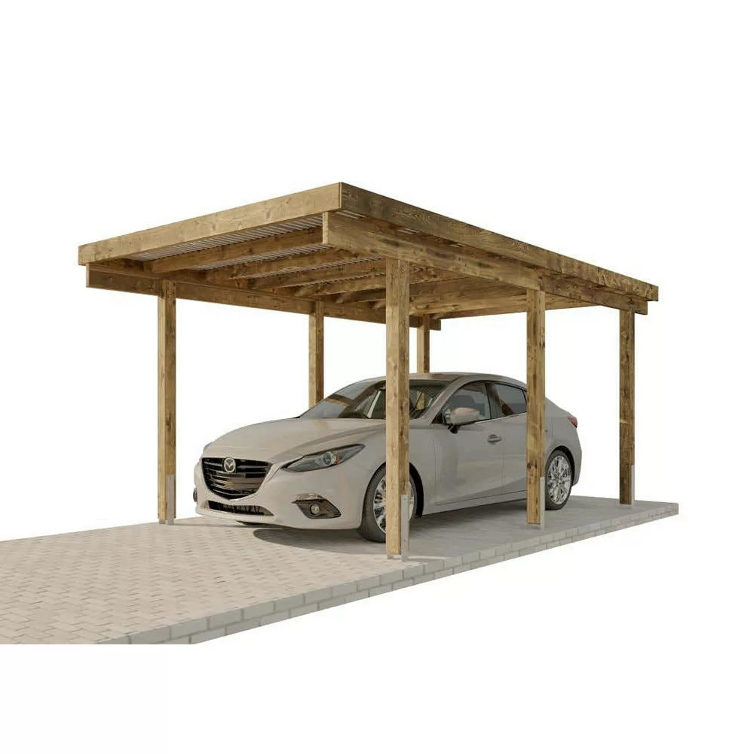 Alpholz Einzelcarport Sardinien Holz Druckimprägniert Grün Flach 2.360 cm günstig online kaufen