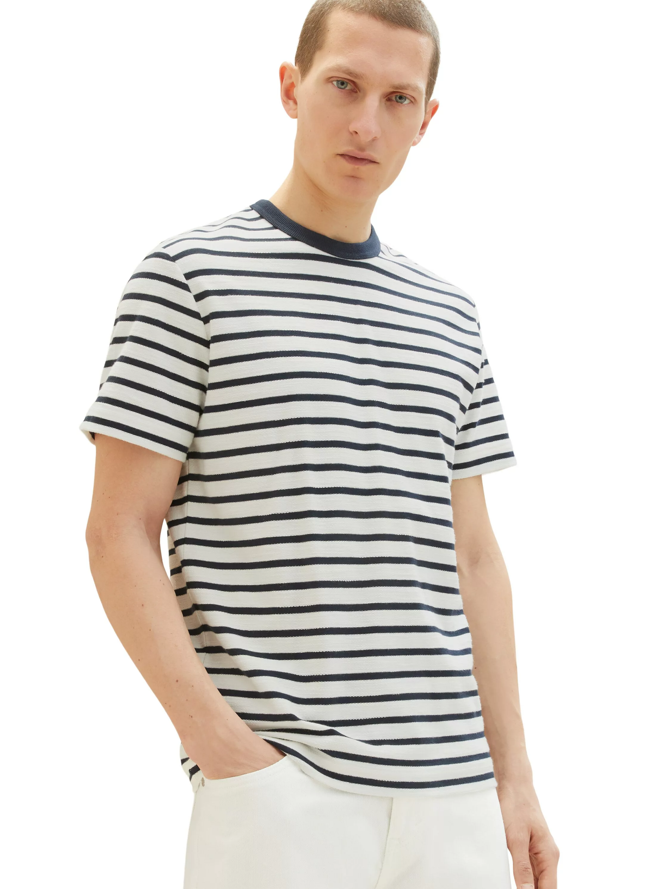 TOM TAILOR T-Shirt, in melierter Optik mit Frontprint günstig online kaufen