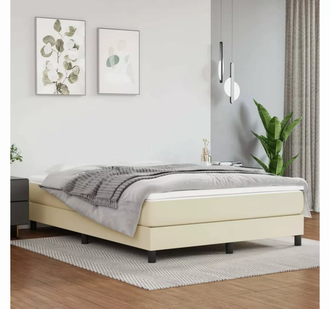 vidaXL Bett, Bettgestell Creme 140x200 cm Kunstleder günstig online kaufen