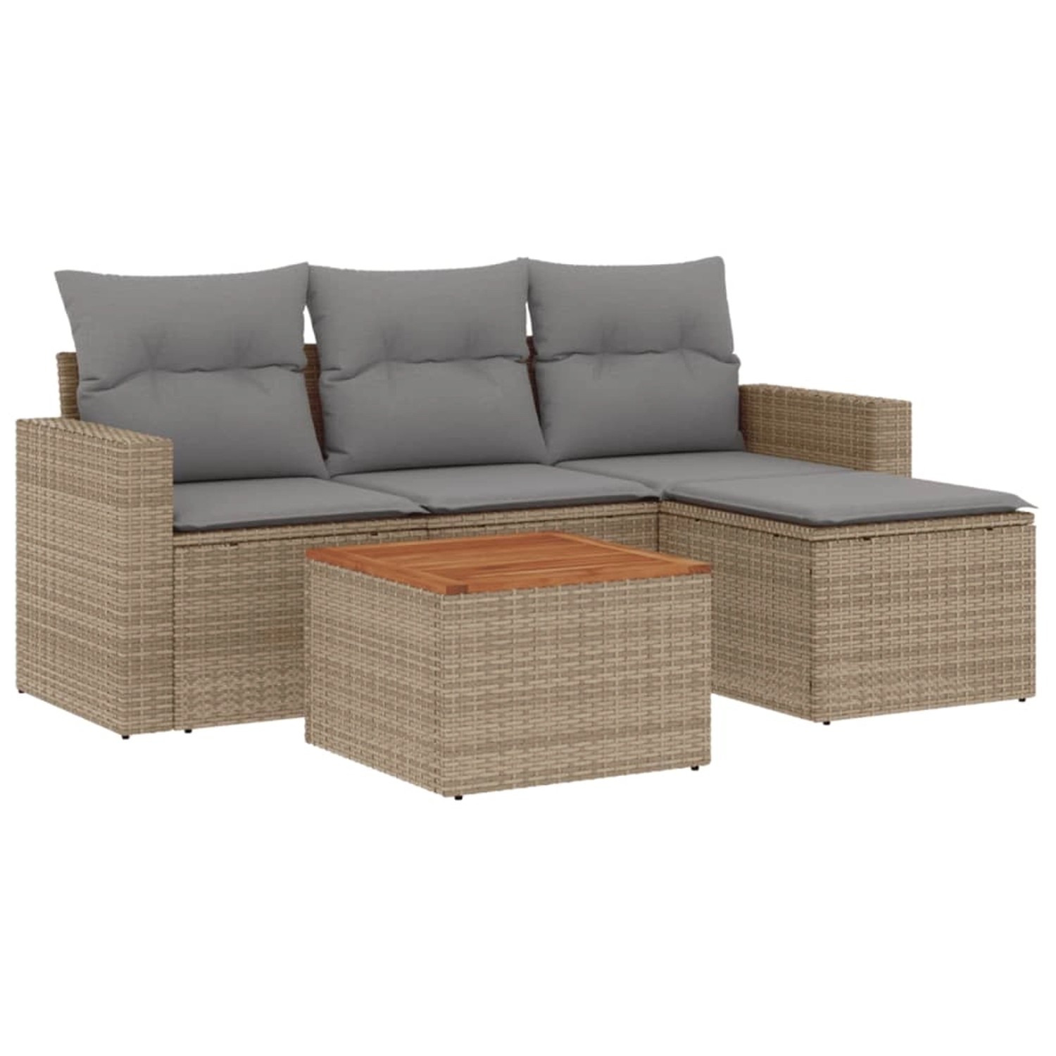 vidaXL 5-Tlg Garten-Sofagarnitur mit Kissen Beige Poly Rattan 3224092 günstig online kaufen