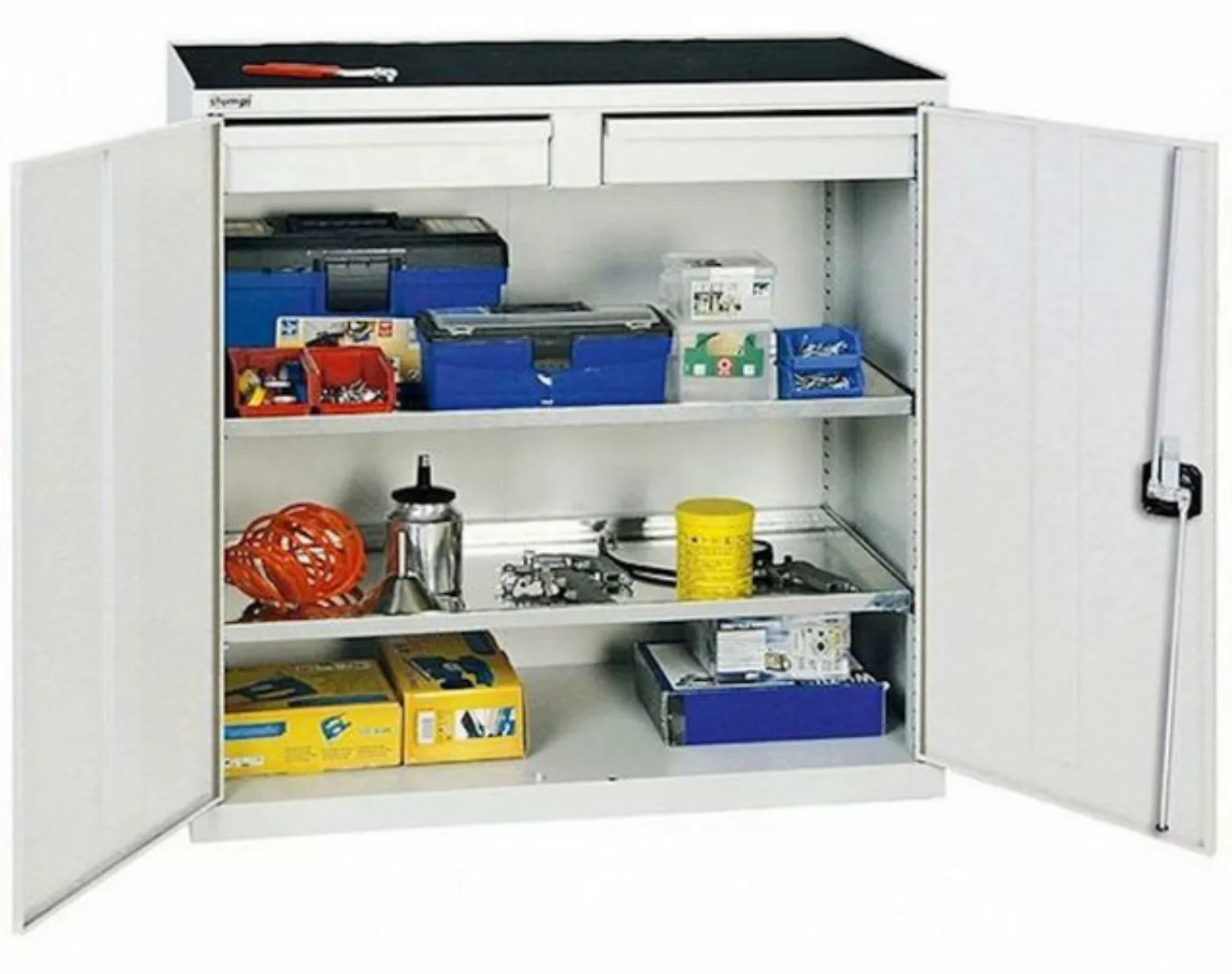 PROREGAL® Werkzeugschrank Werkzeugschrank 2 Türen, HxBxT 100x100x50cm, Lich günstig online kaufen