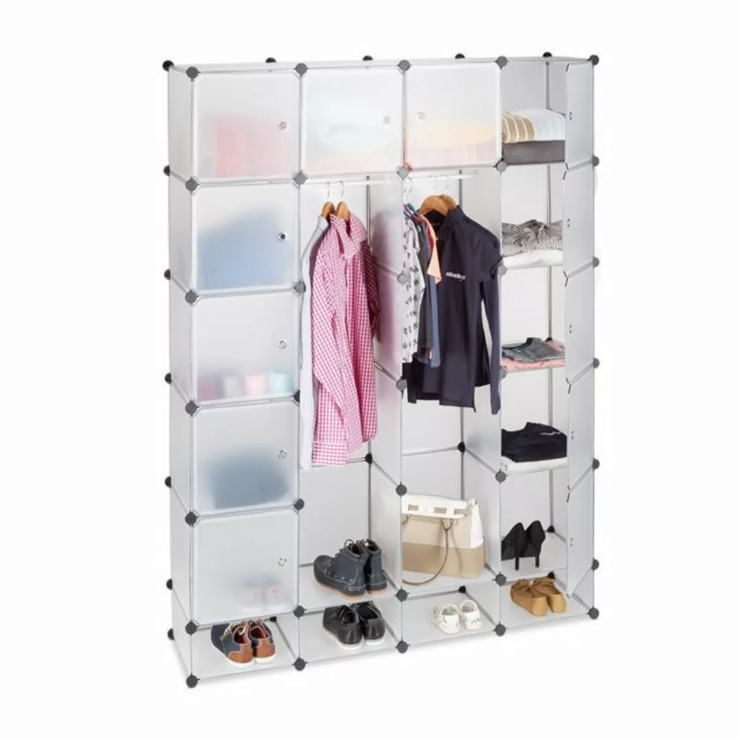 relaxdays Kleiderschrank Kleiderschrank Stecksystem 18 Fächer Transparent günstig online kaufen