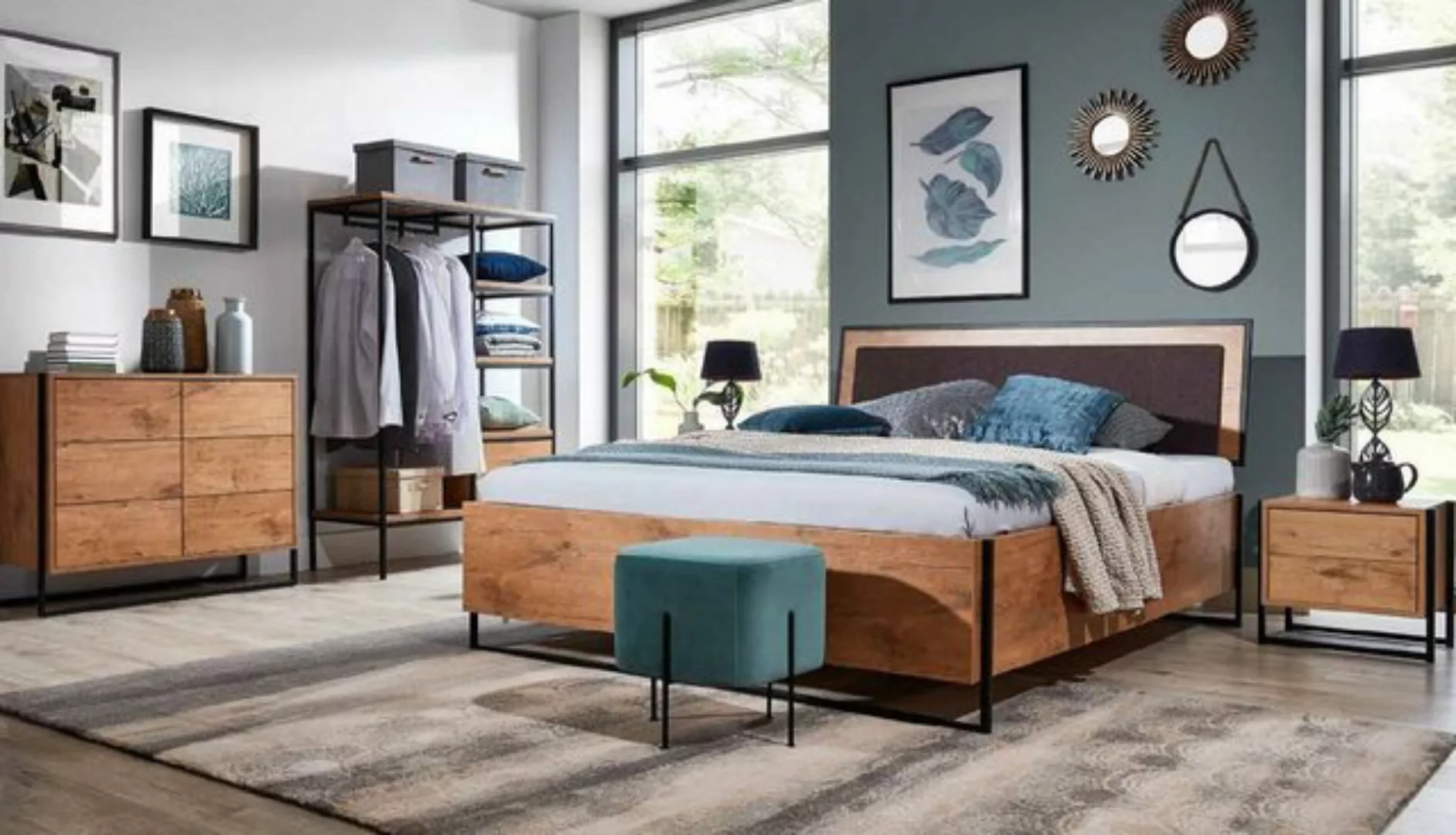 JVmoebel Bett, Holz Designer Bett Schlafzimmer Betten Textil Hotel Luxus Po günstig online kaufen
