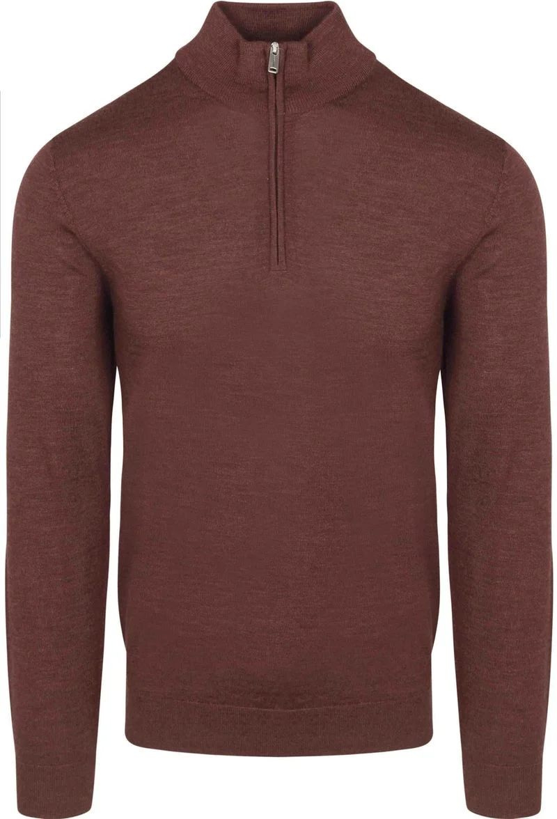 Profuomo Half Zip Pullover Merinowolle Burgundy - Größe L günstig online kaufen