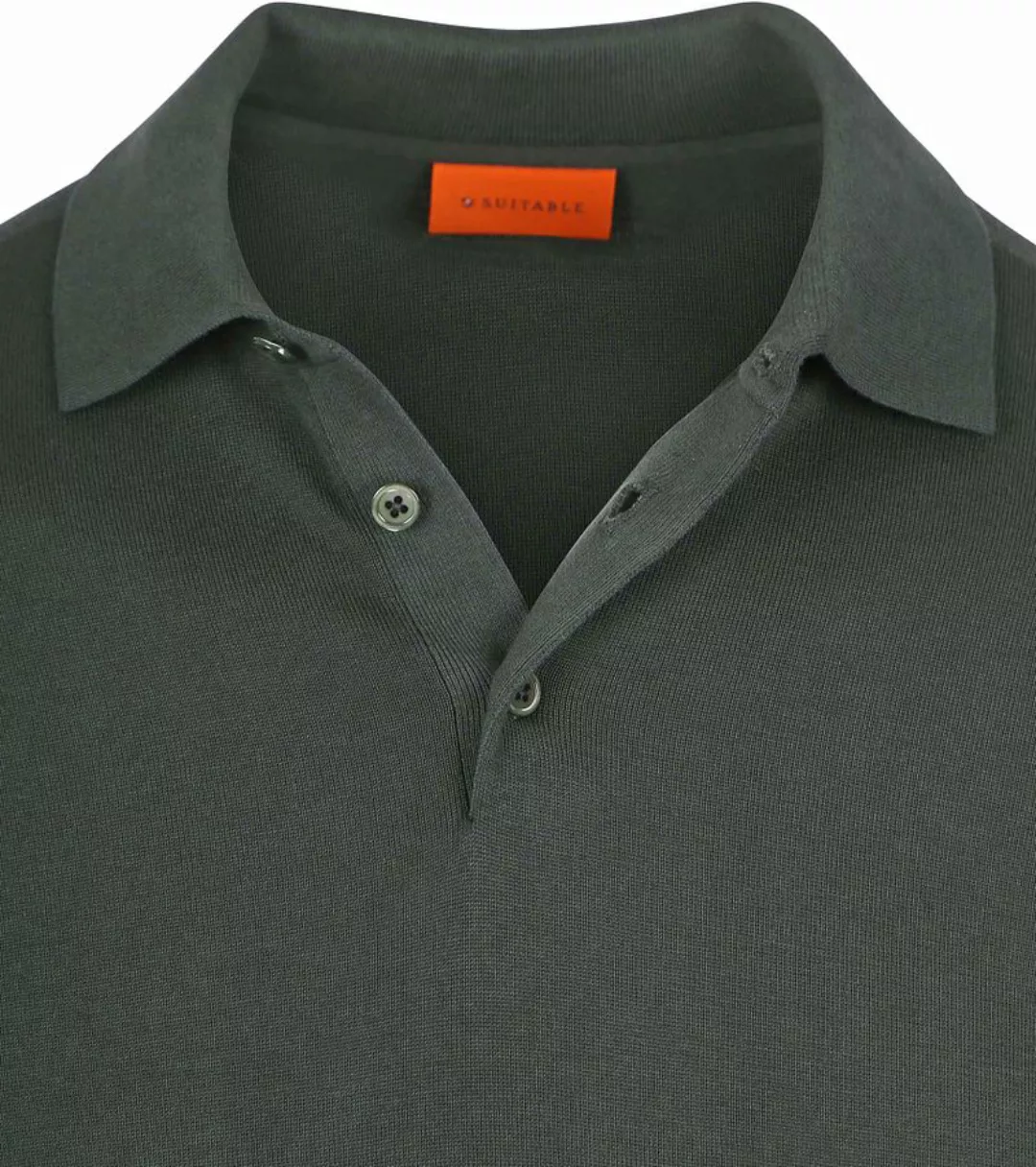 Suitable Compact Cotton Poloshirt Dunkelgrün - Größe M günstig online kaufen