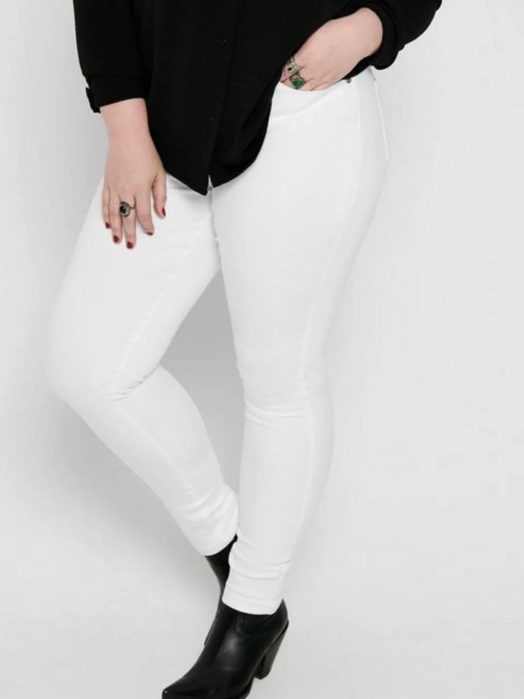 Carmakoma by Only Damen Jeans CARAUGUSTA - Skinny Fit - Weiß - White - Plus günstig online kaufen