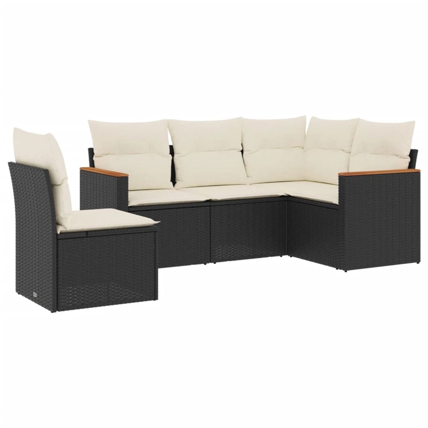 vidaXL 5-Tlg Garten-Sofagarnitur mit Kissen Schwarz Poly Rattan 3225972 günstig online kaufen
