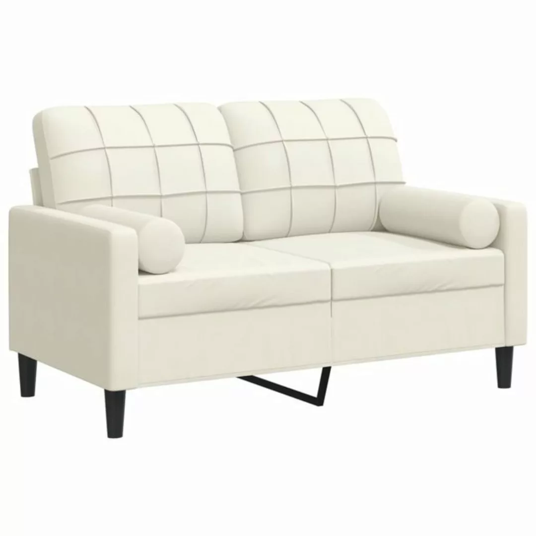 vidaXL Sofa, 2-Sitzer-Sofa mit Zierkissen Creme 120 cm Samt günstig online kaufen