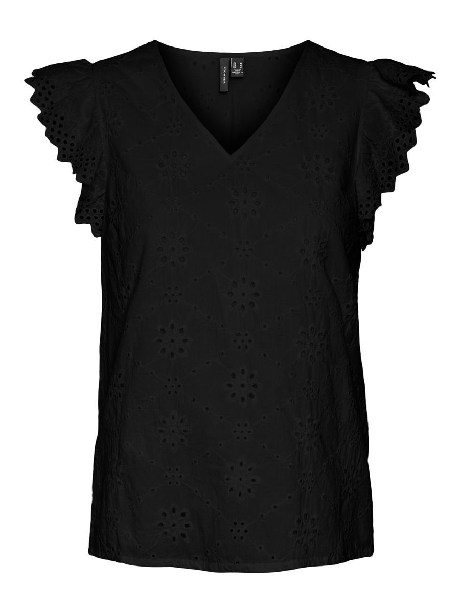 VERO MODA Broderie Anglaise Bluse Ohne Ärmel Damen Schwarz günstig online kaufen