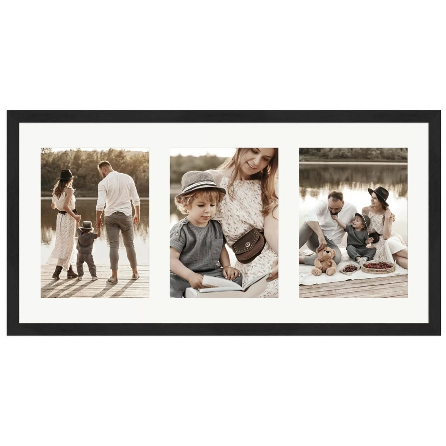 WANDStyle Galerierahmen G950 in Schwarz Gemasert 25 x 50 cm für 3 Bilder im günstig online kaufen