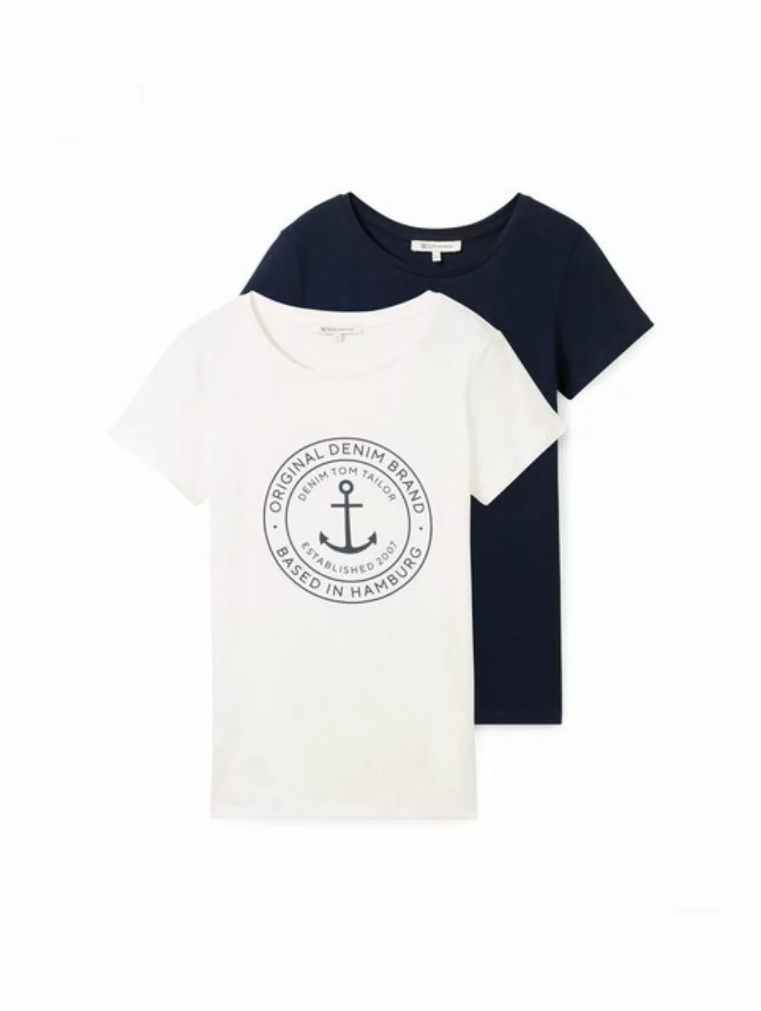 TOM TAILOR Denim T-Shirt (Packung, 2-tlg) Doppelpack mit Logo-Print günstig online kaufen