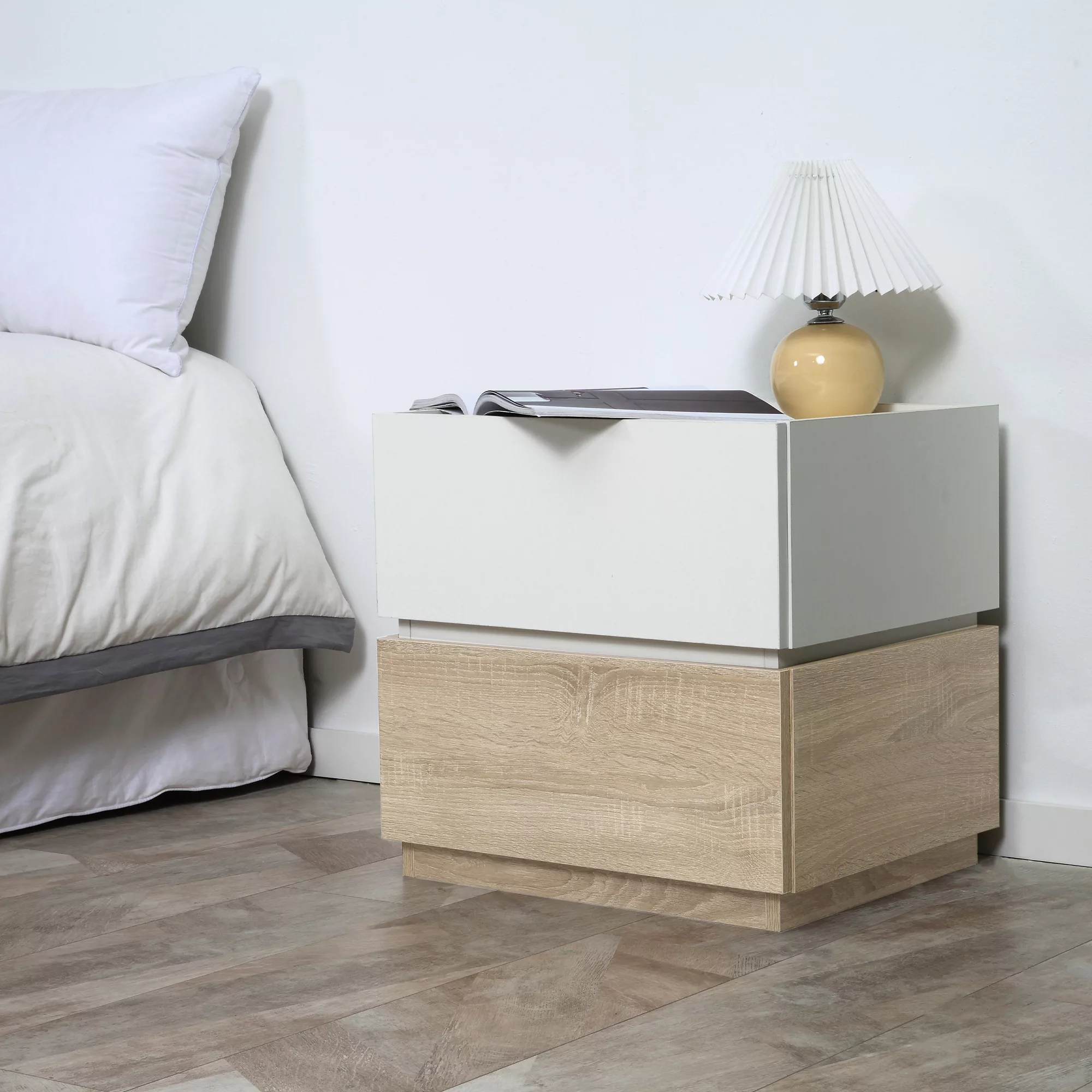 HOMCOM Nachttisch mit Schublade Nachtschrank stapelbar Schubladenschrank Sc günstig online kaufen