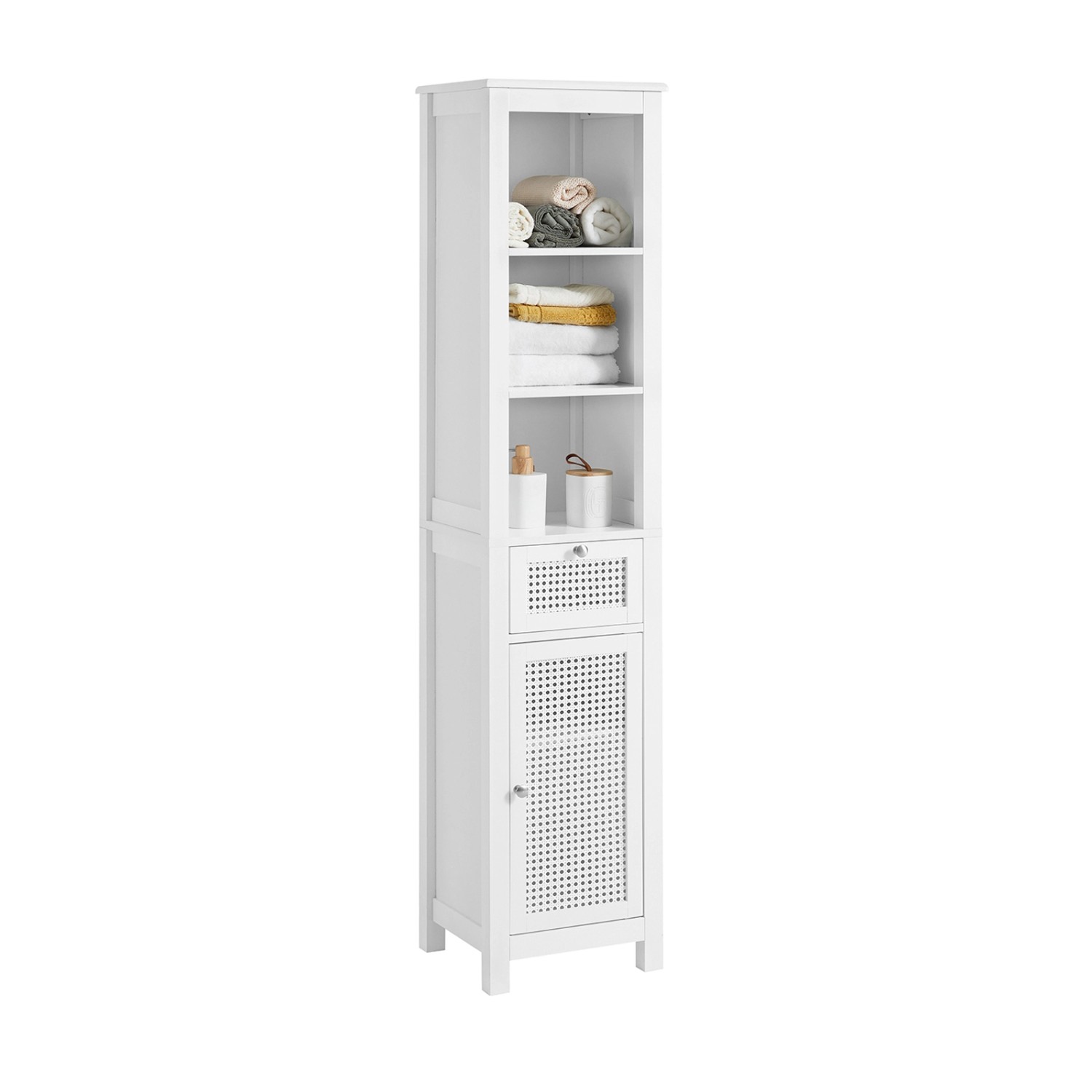 SoBuy® Badezimmer-Hochschrank mit Gitteroptik-Türen, Badregal Badschrank Ba günstig online kaufen