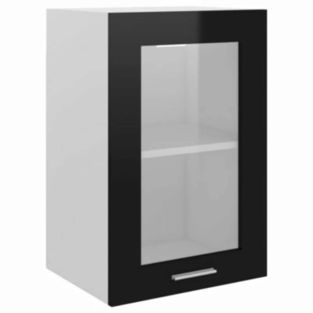 Hängeglasschrank Hochglanz-schwarz 40x31x60 Cm Spanplatte günstig online kaufen