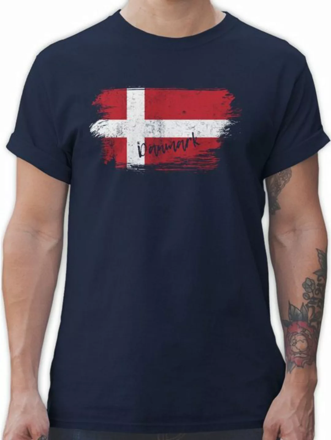 Shirtracer T-Shirt Dänemark Vintage 2024 Fussball EM Fanartikel günstig online kaufen