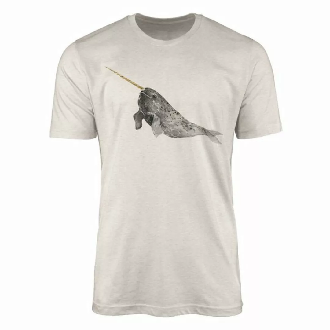 Sinus Art T-Shirt Herren Shirt 100% gekämmte Bio-Baumwolle T-Shirt Narwal W günstig online kaufen