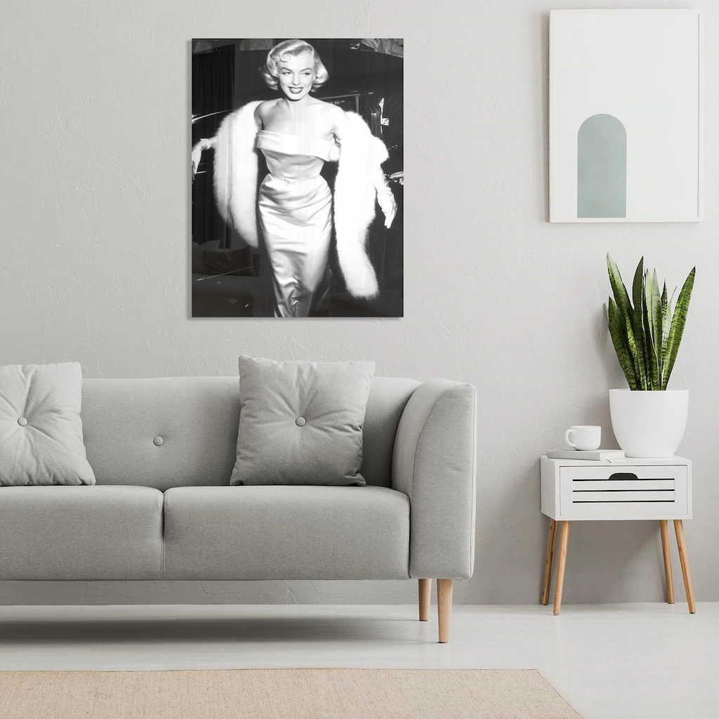 queence Acrylglasbild "Glam", Schwarz-Weiß-Frau-Stars-Portrait-Foto-Film-Fi günstig online kaufen