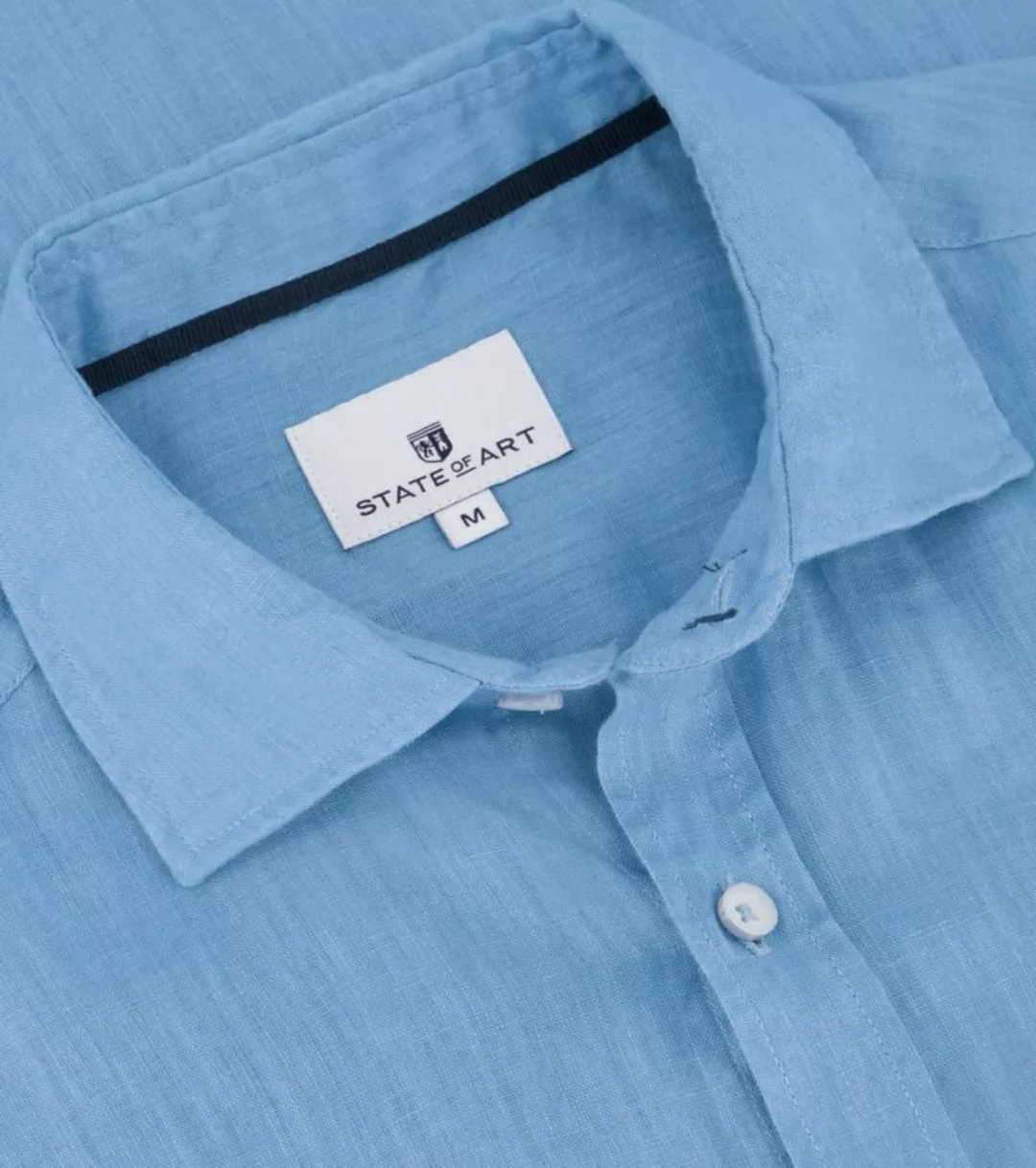 State Of Art Hemd Leinen Blau - Größe M günstig online kaufen